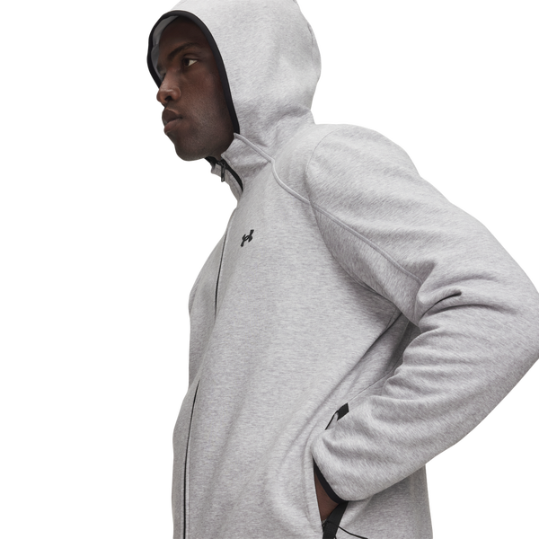 Under Armour Unstoppable Fleece Full Zip - Men's - Gray/Black - Image 3