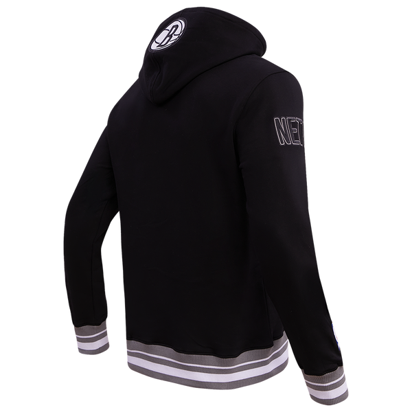 Pro Standard NETS SCRIPT TAIL RIB FLC PO HOODIE - Men's - Black/Gray - Image 4