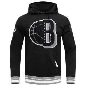Pro Standard NETS MASH UP RIB FLC PO HOODIE - Men's - Black/Gray