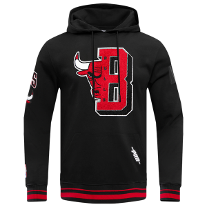 Pro Standard BULLS MASH UP RIB FLC PO HOODIE - Men's - Black/Red/Black