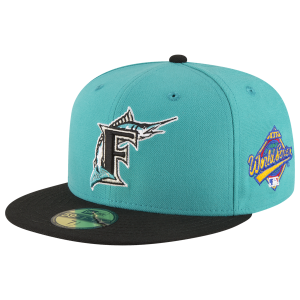 New Era Marlins 59Fifty World Series Side Patch Cap - Men's - Teal/Black