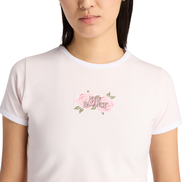 New Balance Linear Rose Baby Doll T-Shirt - Women's - Pink Salt/Pink Salt - Image 4