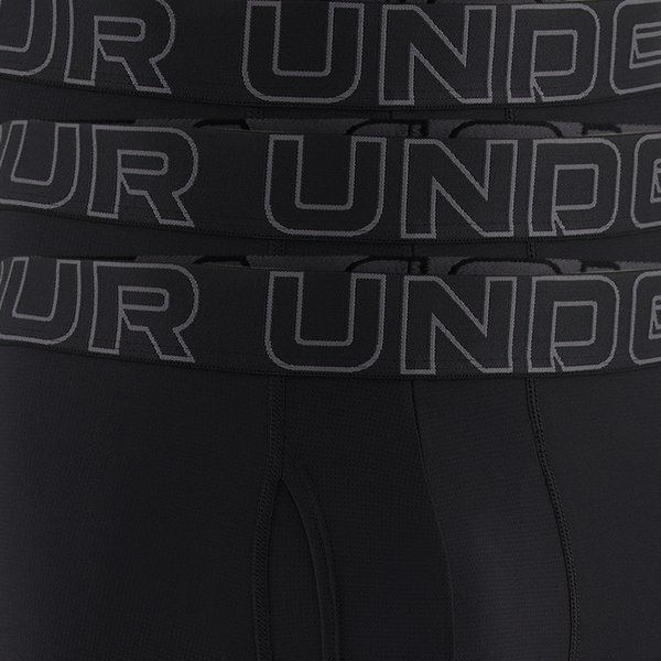 Under Armour Performance Tech Mesh Boxer Brief- Solid 6IN 3PK - Men's - Black/Black/Black - Image 5