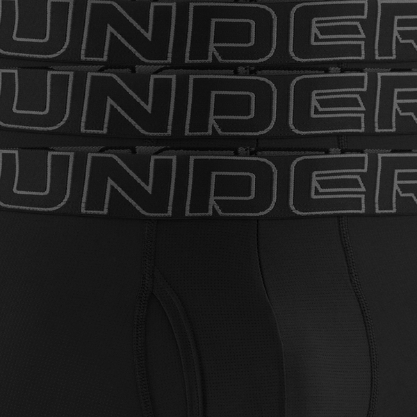 Under Armour Performance Tech Mesh Boxer Brief- Solid 9IN 3PK - Men's - Black/Black/Black - Image 5