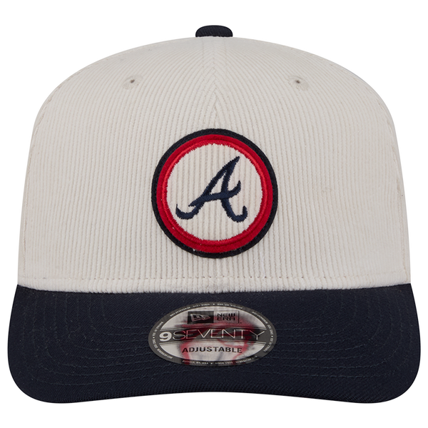 New Era Braves 9Seventy Cord Loyal Cap - Adult - White/Navy - Image 2