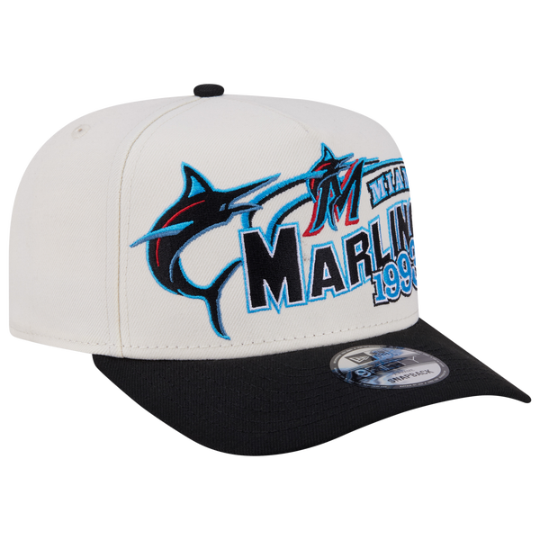 New Era Marlins 9FIFTY A-Frame Classic Cap - Adult - White/Black - Image 3
