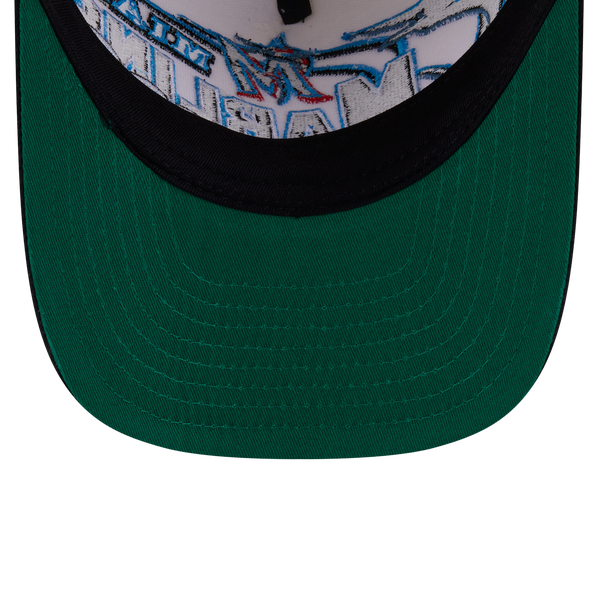 New Era Marlins 9FIFTY A-Frame Classic Cap - Adult - White/Black - Image 7