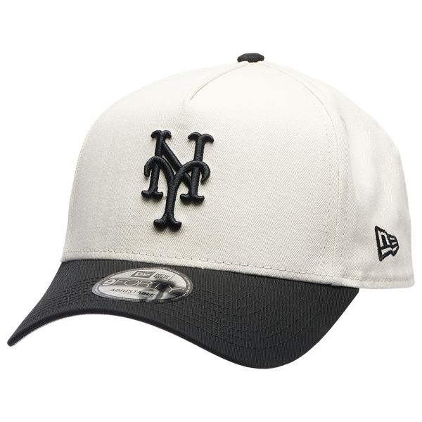 New Era Mets 940AF Herringbone Cap - Adult - Black/White
