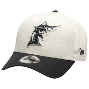 New Era Marlins 940AF Herringbone Cap - Adult - White/Black