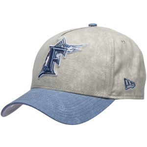 New Era Marlins 9FORTY A-Frame Washed Cap - Adult - Grey/Navy