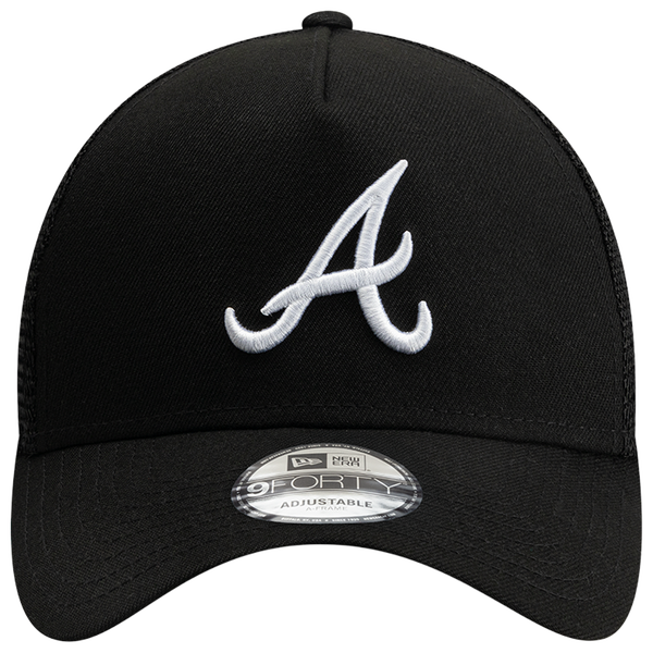 New Era Braves 940AF Script Trucker Cap - Adult - Black - Image 2