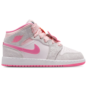 Jordan Air Jordan 1 Mid SE - Girls' Grade School - Vast Grey/Pink Glow/Sail