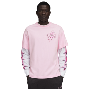 PUMA Lafrance Pink Heem Long Sleeve Tee - Men's - Puma White/Pale Pink