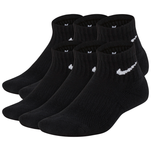 Nike 6 Pack Cushioned Quarter Socks - Boys' Grade School - Black/White