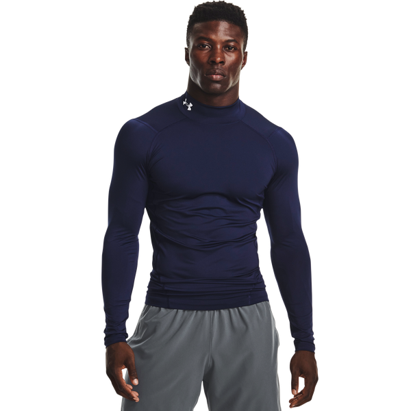 Under Armour HG Armour Comp Mock Long Sleeve - Men's - Midnight Navy/White