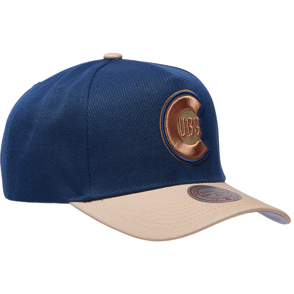 Mitchell & Ness Cubs Navy & Tan Pro Pinch Cap - Adult - Tan/Navy - Image 3