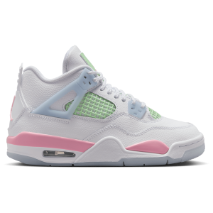 Jordan AJ 4 Retro Fem - Girls' Grade School - White/Medium Soft Pink/Half Blue