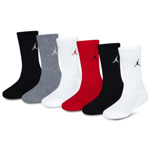Jordan Everyday Essentials 6 Pack Crew Socks - Boys' Grade School - White/Black/Gym Red