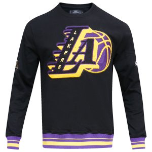 Pro Standard Los Angeles Lakers Mash Up Rib Fleece Crewneck - Men's - Black/Purple