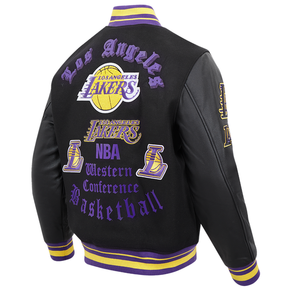 Pro Standard Los Angeles Lakers Old English Wool Varsity Jckt - Men's - Purple/Black - Image 4