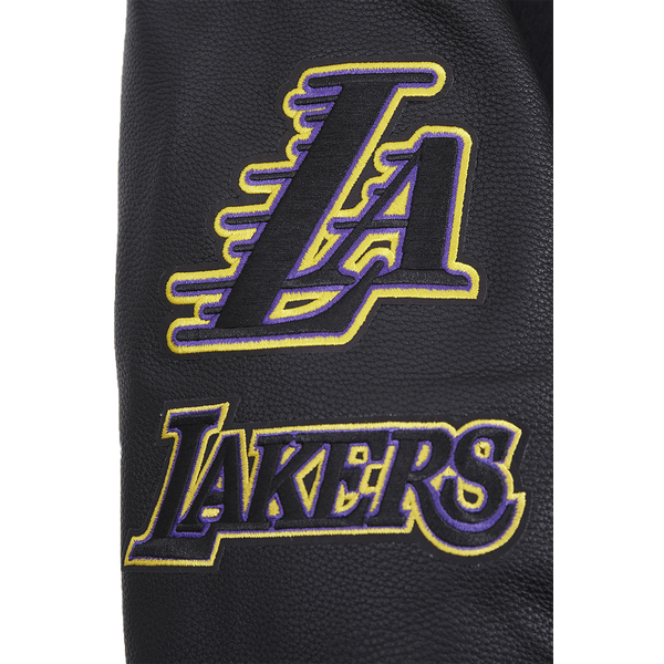 Pro Standard Los Angeles Lakers Old English Wool Varsity Jckt - Men's - Purple/Black - Image 7
