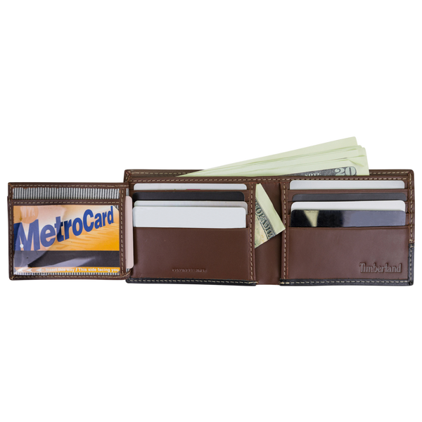 Timberland Hunter Two-Tone Leather Commuter Wallet - Men's - Black/Brown - Image 3