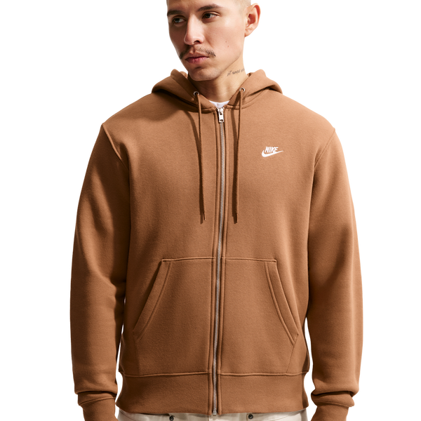 Nike Club Full-Zip Hoodie - Men's - Ale Brown/Ale Brown/White