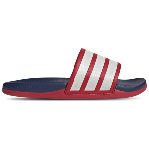 adidas adilette Comfort 2.0 Slides - Men's - Crystal White/Dark Blue/Better Scarlet