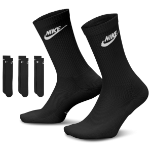 Nike Everyday Elevated Futura Crew Socks 3 Pack - Adult - Black/Black/White