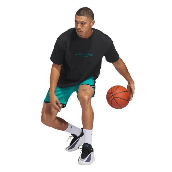 adidas Anthony Edwards World Of 5 T-Shirt - Men's - Black/Equipment Green - Image 5