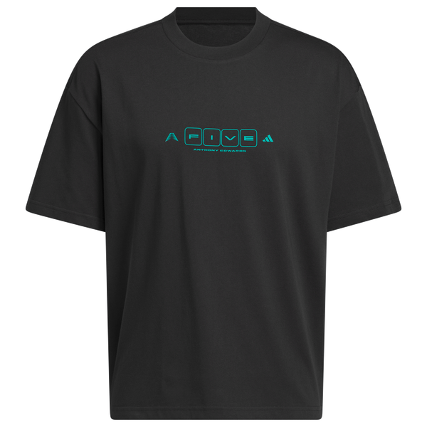 adidas Anthony Edwards World Of 5 T-Shirt - Men's - Black/Equipment Green - Image 6