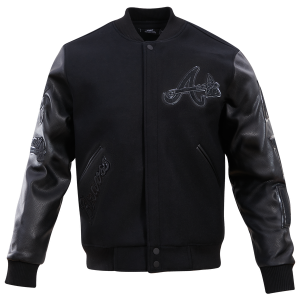 Pro Standard Atlanta Braves Triple Black Wool Varsity Jacket - Men's