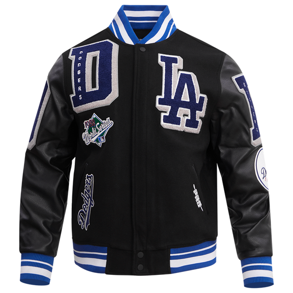 Pro Standard Los Angeles Dodgers Mash Up Wool Varsity Jacket - Men's - Black/Dodger Blue