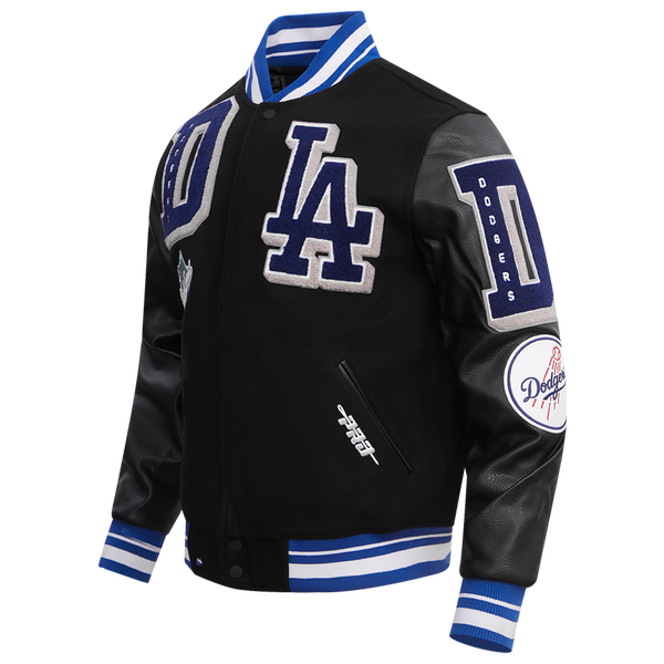 Pro Standard Los Angeles Dodgers Mash Up Wool Varsity Jacket - Men's - Black/Dodger Blue - Image 3