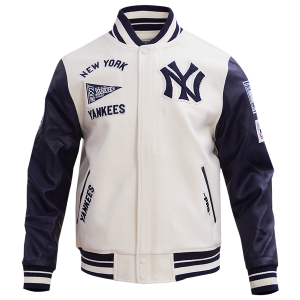 Pro Standard New York Yankees Retro Clssc Wool Varsity Jacket - Men's - Eggshell/Midnight Navy