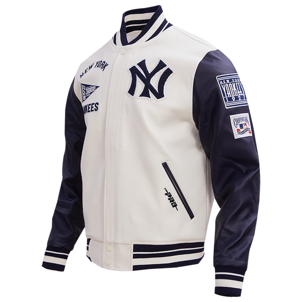 Pro Standard New York Yankees Retro Clssc Wool Varsity Jacket - Men's - Eggshell/Midnight Navy - Image 3