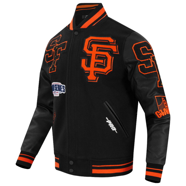 Pro Standard San Francisco Giants Mash Up Wool Varsity Jacket - Men's - Orange/Black - Image 3