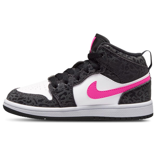 Jordan Air Jordan 1 Mid SE - Girls' Preschool - Pink/Black/White - Image 2