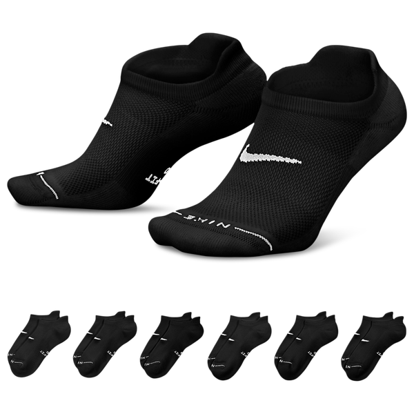Nike Everyday Elevated No Show Socks 6 Pack - Adult - Black/White
