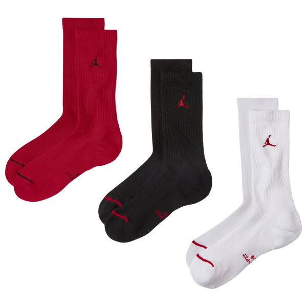 Jordan Everyday 3 Pack Cushion Crew Socks - Men's - Red/White/Black