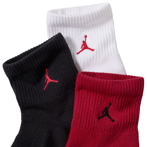 Jordan Everyday 3 Pack Cushion Ankle Socks - Men's - Red/White/Black - Image 2