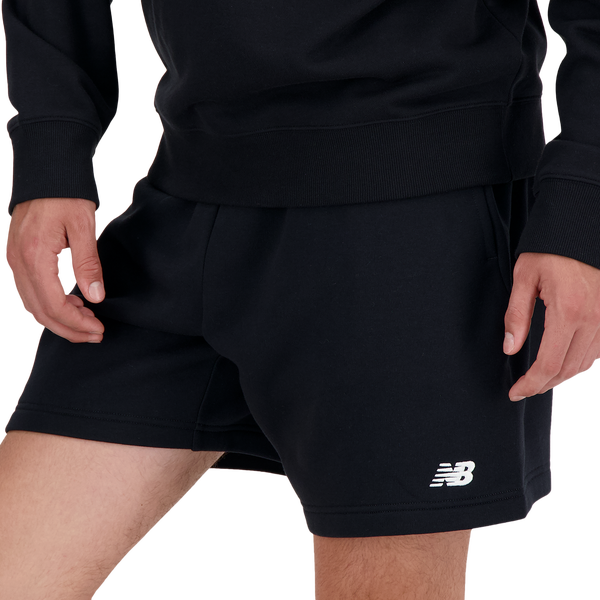 New Balance Sport Essentials Fleece 7" Shorts - Men's - Black/White - Image 4