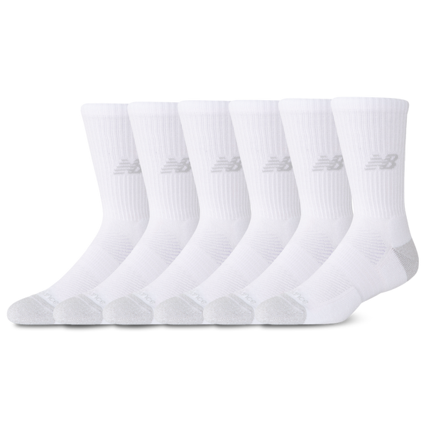 New Balance Active Cushion 6PK Crew Sock - White