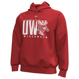 Under Armour Wisconsin Logo Icon Pullover Hoodie - Men's - Flawless Red