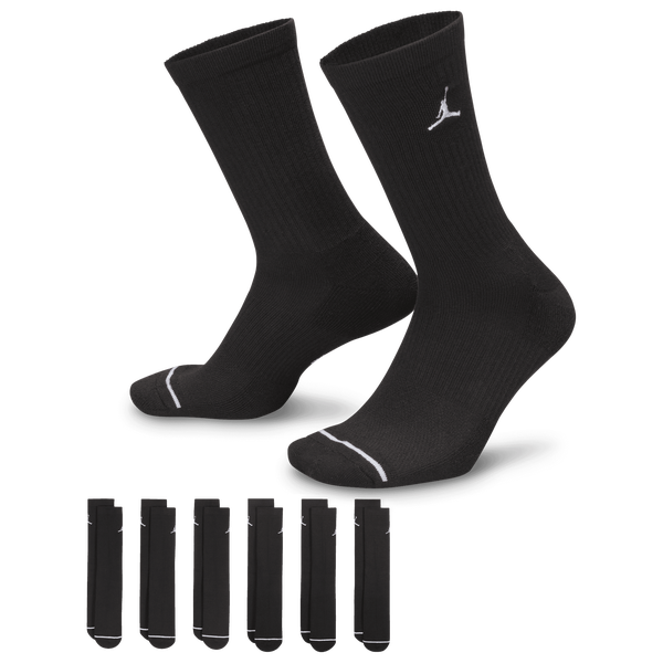 Jordan Cushion Ply Crew Sock 6 Pack - Men's - Black/White