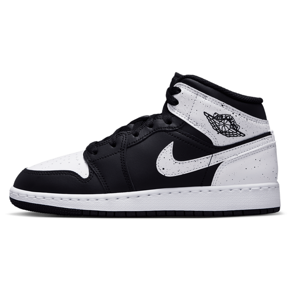 Jordan AJ 1 Mid - Boys' Grade School - White/Black/Black - Image 2