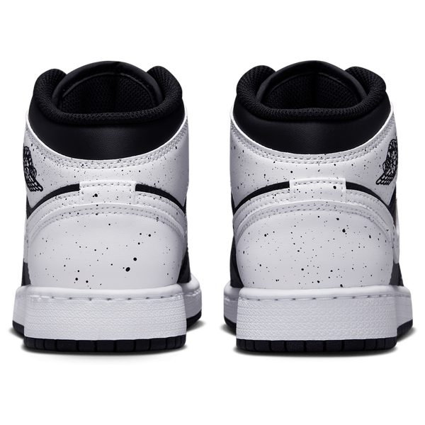 Jordan AJ 1 Mid - Boys' Grade School - White/Black/Black - Image 3