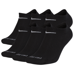 Nike 6 Pack Dri-FIT Plus No Show Socks - Men's - Black/White