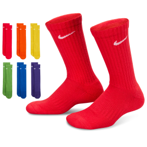 Nike 6 Pack Cushioned Crew Socks - Boys' Grade School - University Red/Rush Orange
