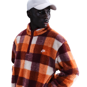 Nike Club Seasonal Winterized All Over Print Half-Zip - Men's - Dark Team Red/Campfire Orange/Pearl White